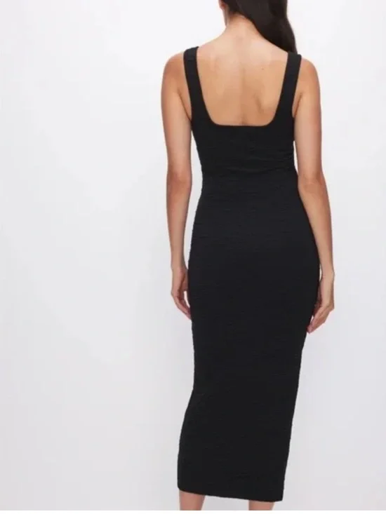 38. GOOD AMERICA $138 SCRUNCHIE MIDI DRESS | BLACK001 - Picture 2 of 3